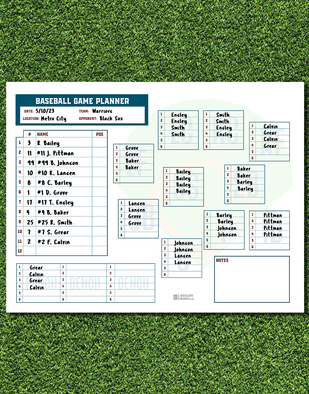 Game Planner Landscape Notepad