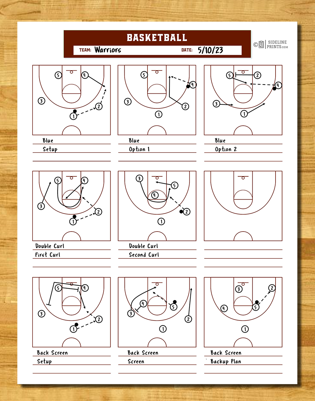 Half Court x9 Template
