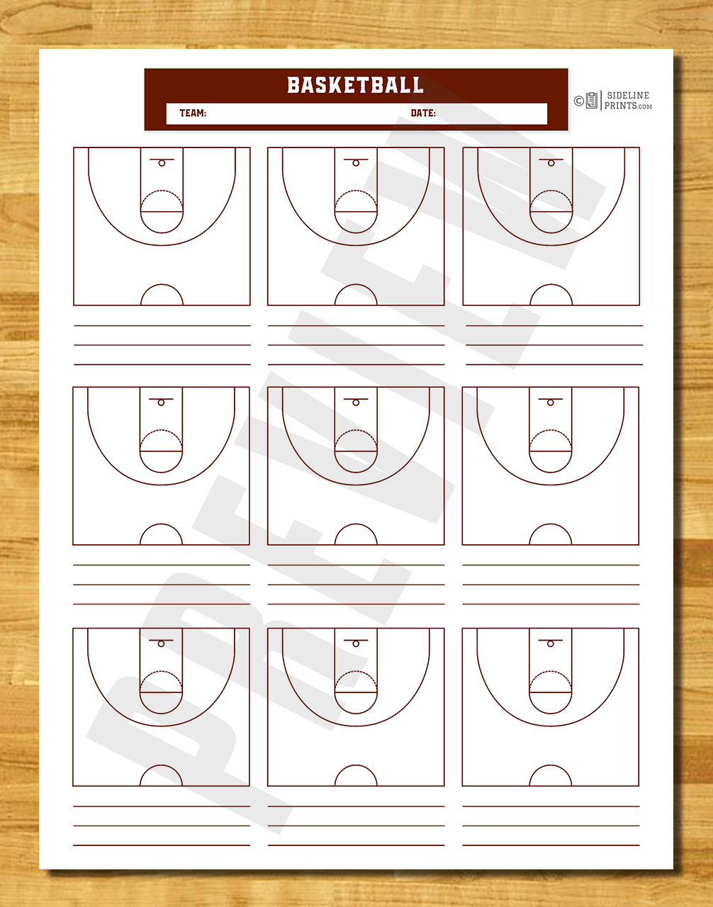 Half Court x9 Template