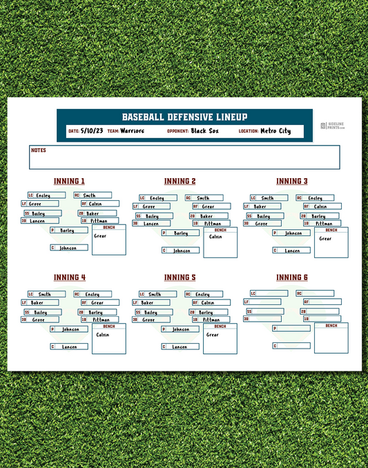 Defensive Lineup Template