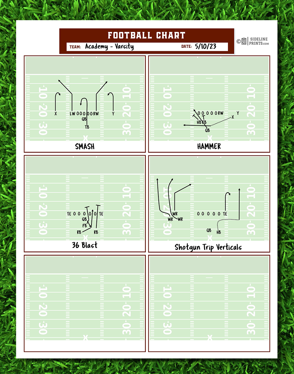 Play Chart x6 Template Sideline Prints