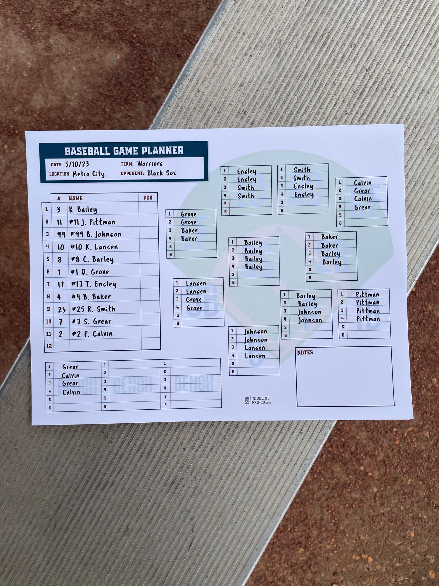 Game Planner Landscape Notepad