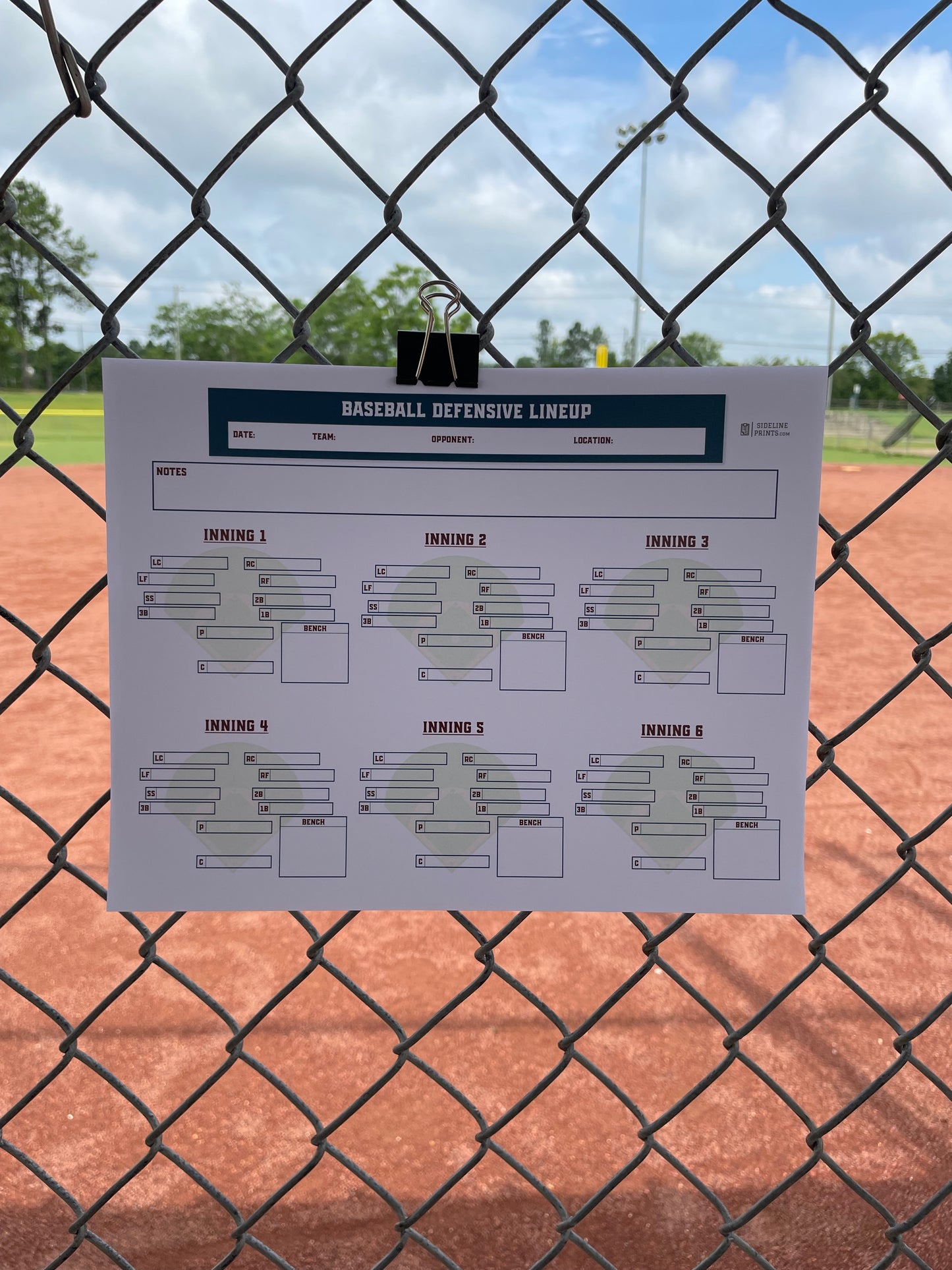 Defensive Lineup Notepad