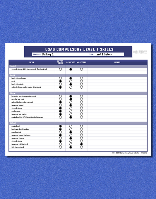 Level 1 Skill Tracker Template