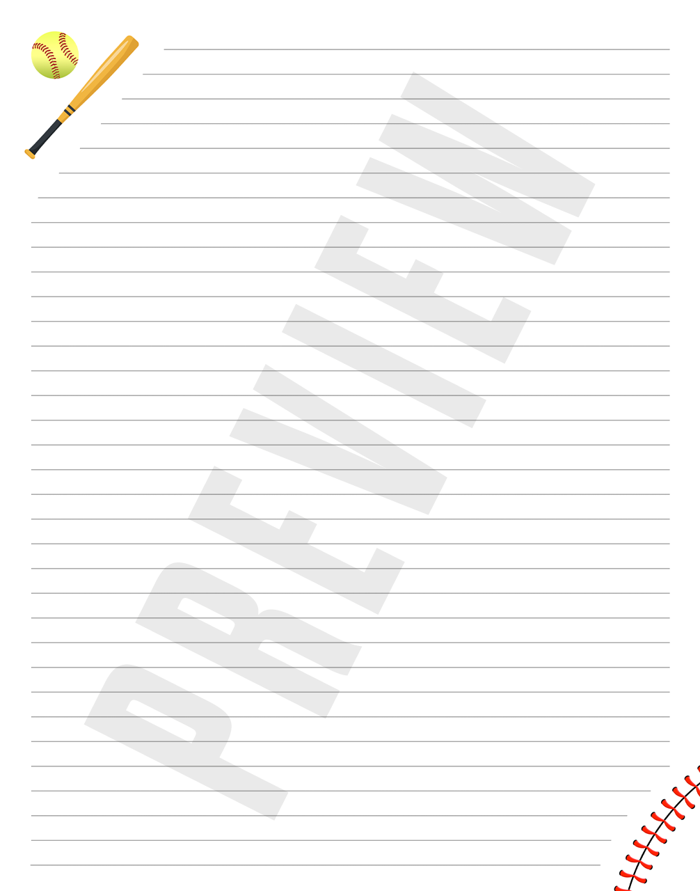 Softball Lined Notepad