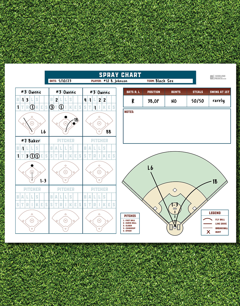 Detailed Spray Chart Template Sideline Prints 0494