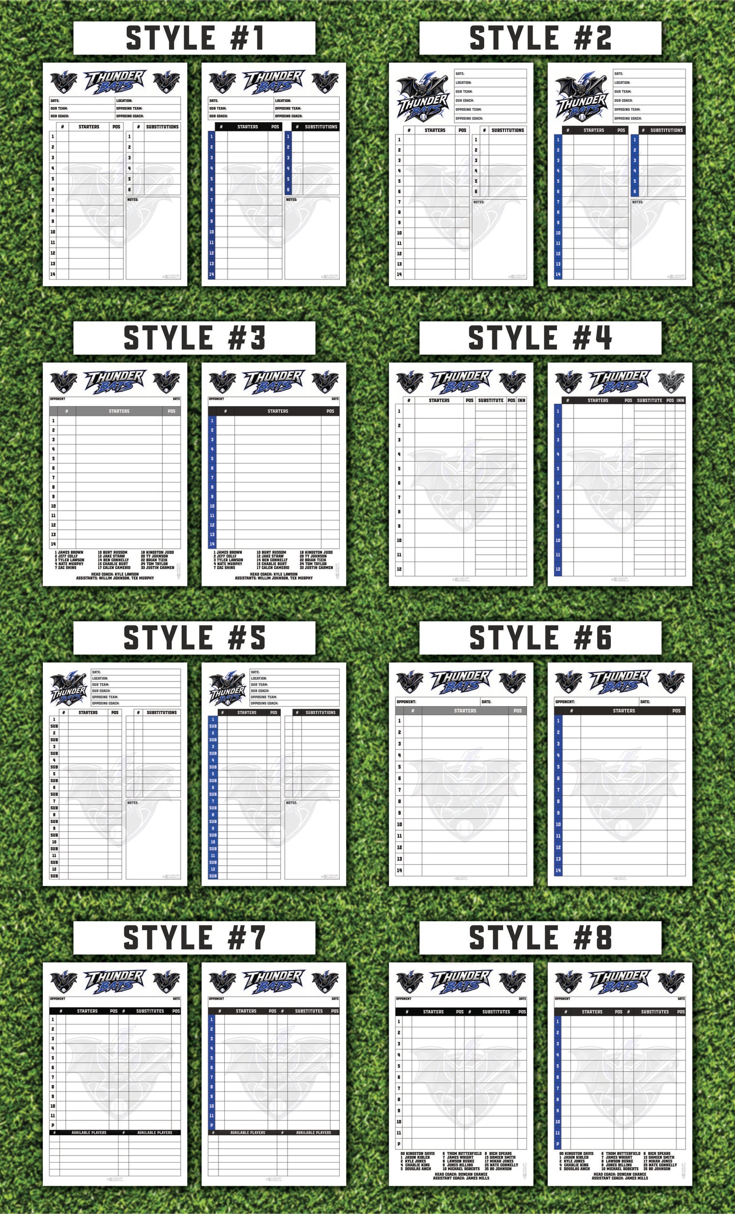 Custom Lineup Cards (25 sets/pack)