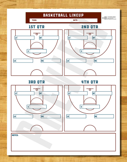 Basketball Lineup Notepad