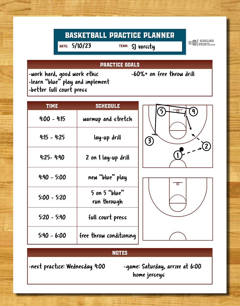 Practice Planner Notepad