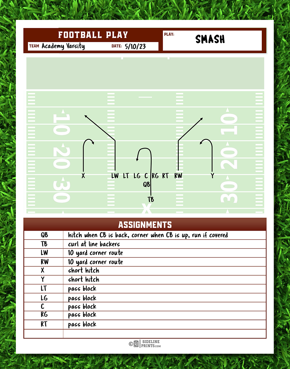 Play Chart Template Sideline Prints