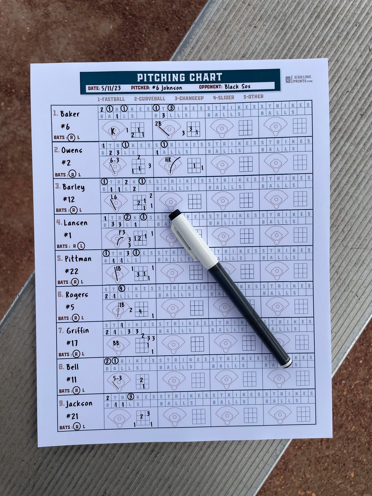 Pitching Chart Notepad