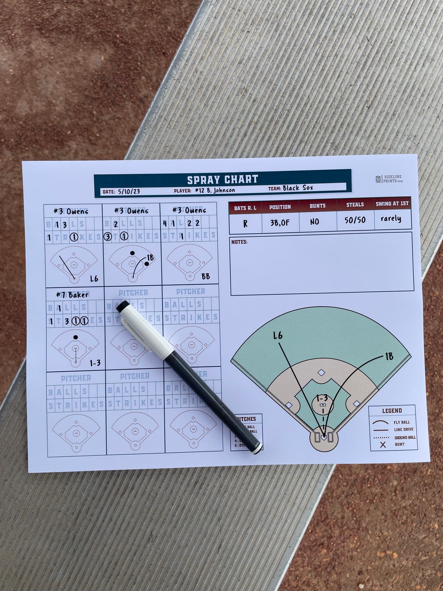 Detailed Spray Chart Notepad