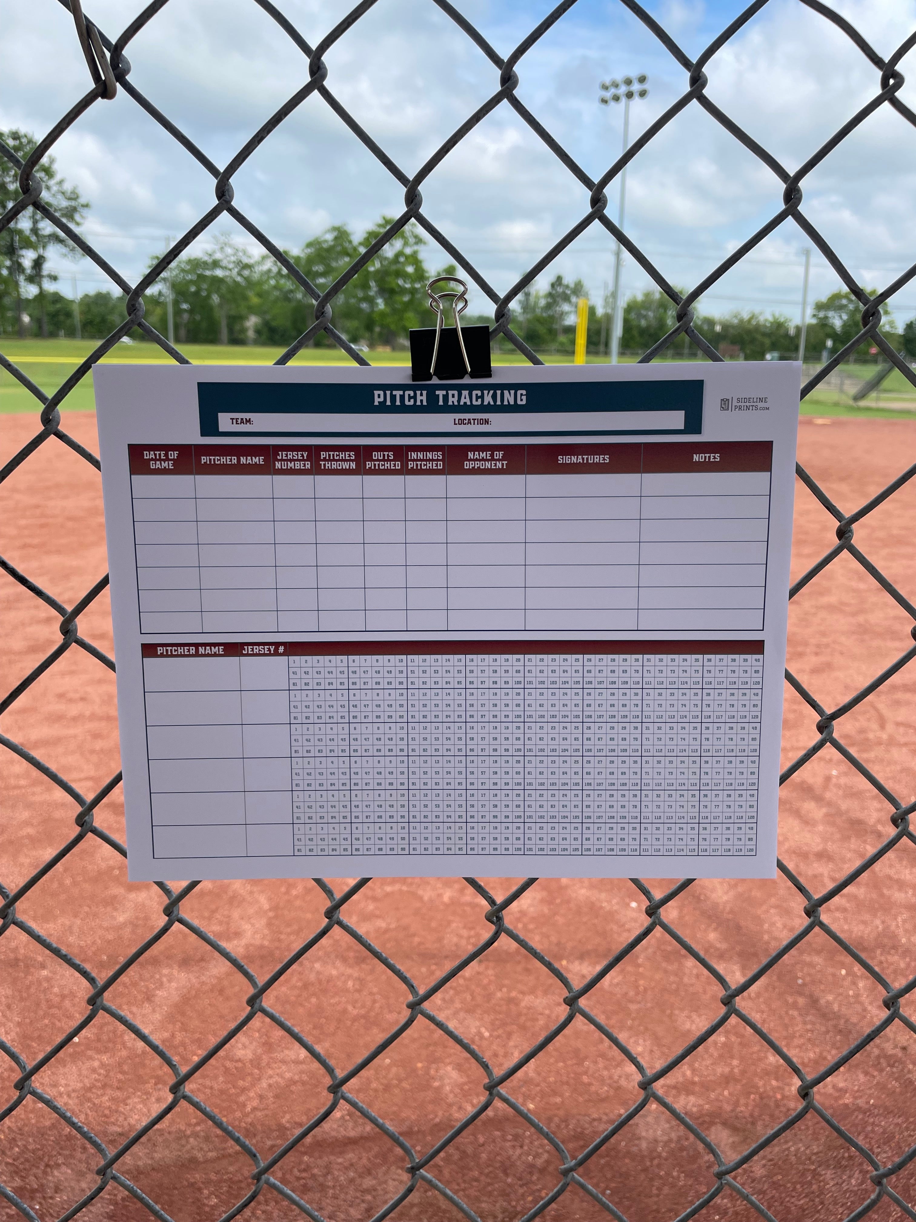 Pitch Tracker Template Sideline Prints