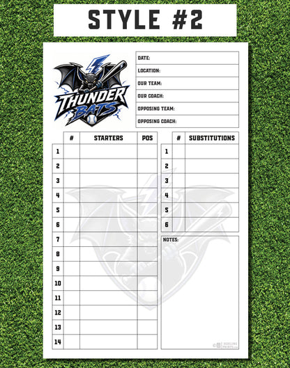 Custom Lineup Cards (25 sets/pack)