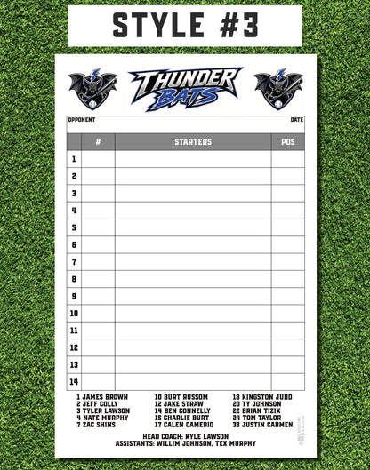 Custom Lineup Cards (25 sets/pack)