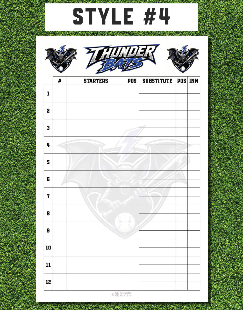 Custom Lineup Cards (25 sets/pack)
