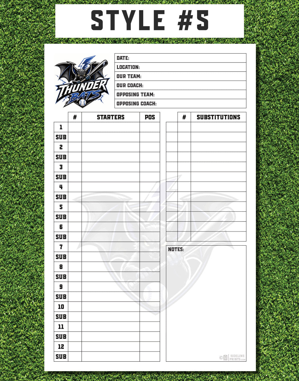 Custom Lineup Cards (25 sets/pack)