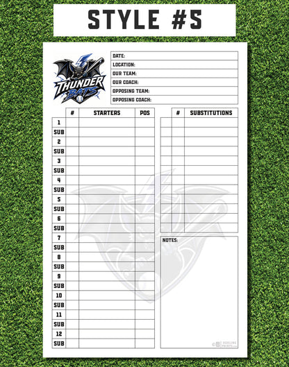 Custom Lineup Cards (25 sets/pack)